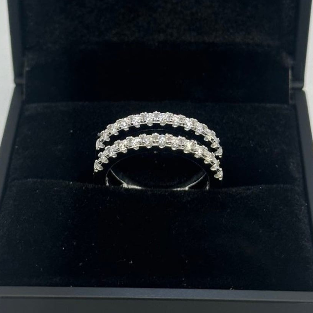 Moissanite Diamond Ring Enhancer Double Row Wedding Band Brilliant GRA Size 10